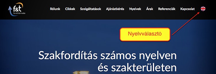 többnyelvű weboldalnál nagyon fontos a nyelvválasztási opció